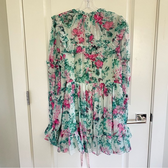 Anthropologie  Romantic Mac Duggal Floral Mini Dress - Pink and Green - Picture 5 of 7